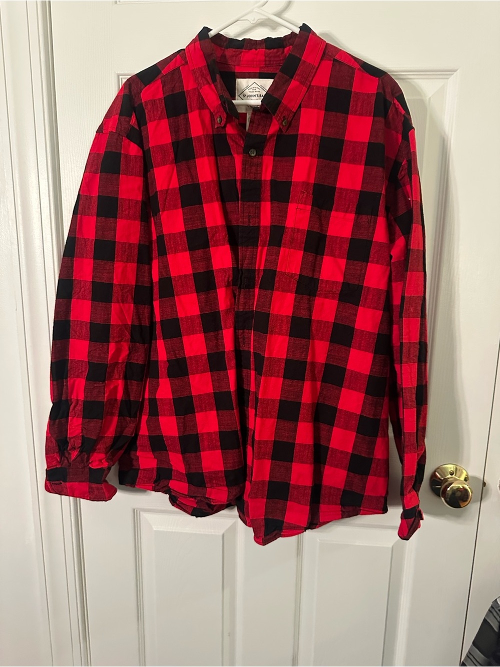 St. John's Bay Red and Black Buffalo Plaid Button-Down Shirt